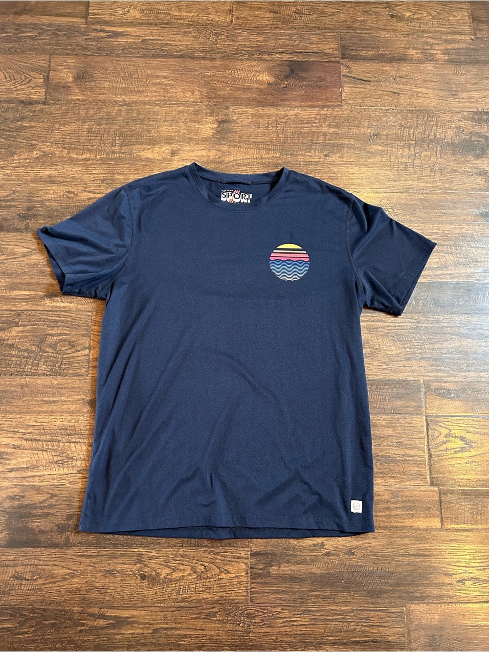 Marine Layer Navy Short-Sleeve Tee with Multicolor Chest Graphic